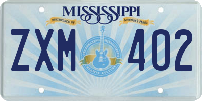 MS license plate ZXM402