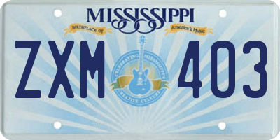 MS license plate ZXM403