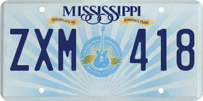 MS license plate ZXM418