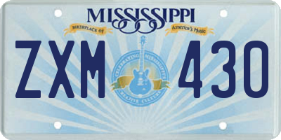 MS license plate ZXM430