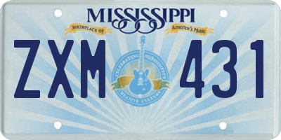 MS license plate ZXM431