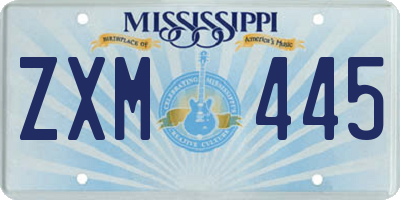 MS license plate ZXM445