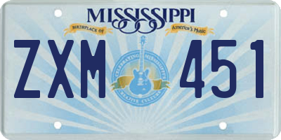 MS license plate ZXM451