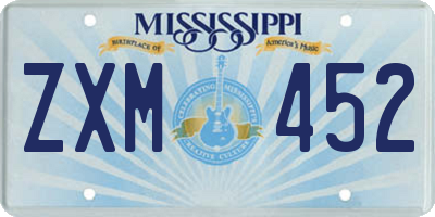 MS license plate ZXM452