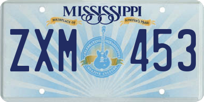 MS license plate ZXM453