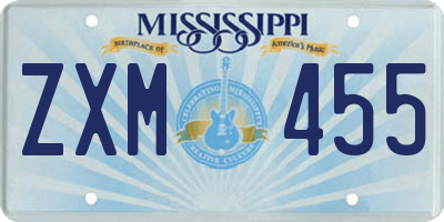 MS license plate ZXM455