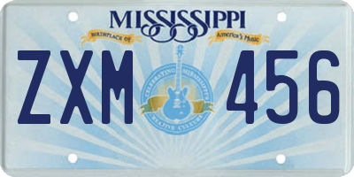 MS license plate ZXM456