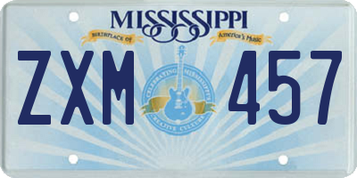 MS license plate ZXM457