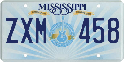 MS license plate ZXM458