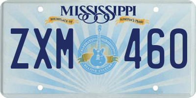 MS license plate ZXM460