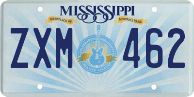 MS license plate ZXM462