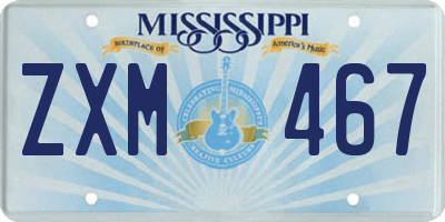 MS license plate ZXM467