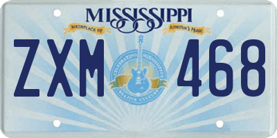 MS license plate ZXM468