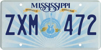 MS license plate ZXM472