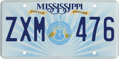 MS license plate ZXM476