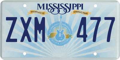 MS license plate ZXM477