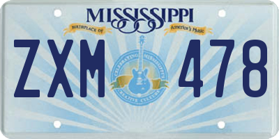 MS license plate ZXM478