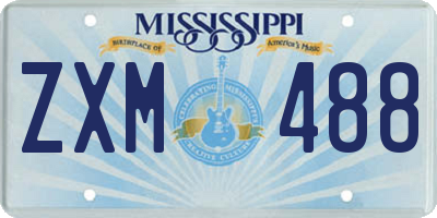 MS license plate ZXM488