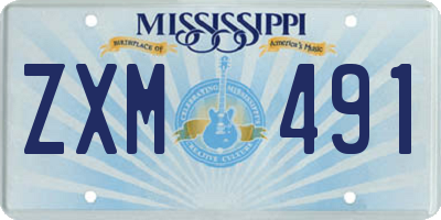 MS license plate ZXM491