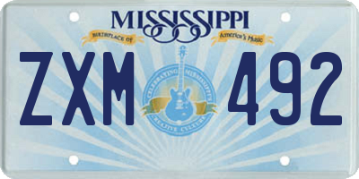 MS license plate ZXM492
