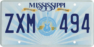 MS license plate ZXM494