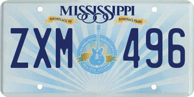 MS license plate ZXM496