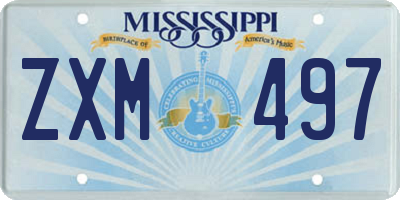 MS license plate ZXM497