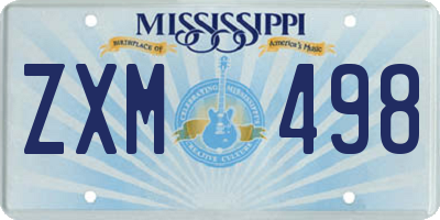 MS license plate ZXM498