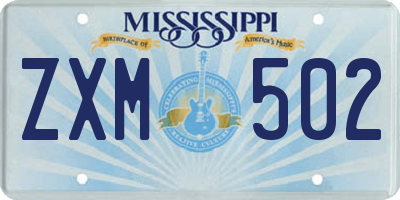 MS license plate ZXM502