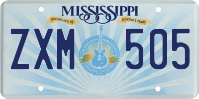 MS license plate ZXM505
