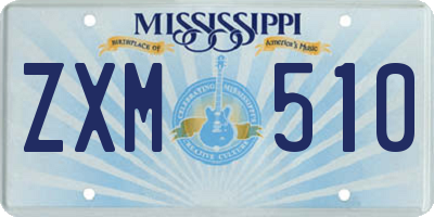 MS license plate ZXM510