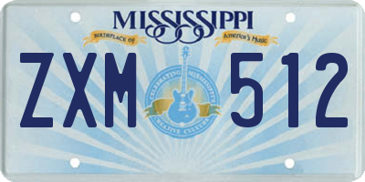 MS license plate ZXM512