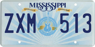 MS license plate ZXM513