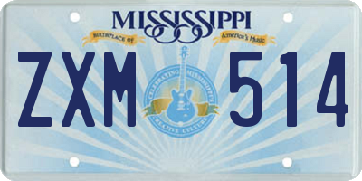 MS license plate ZXM514
