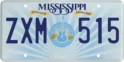 MS license plate ZXM515