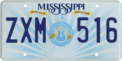 MS license plate ZXM516
