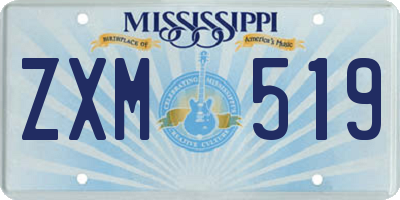 MS license plate ZXM519