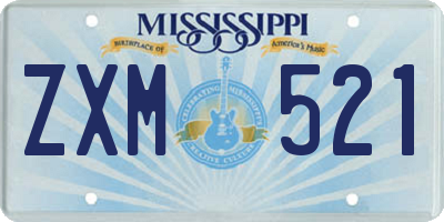 MS license plate ZXM521