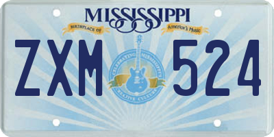 MS license plate ZXM524