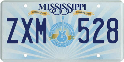 MS license plate ZXM528
