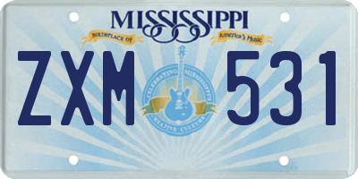 MS license plate ZXM531