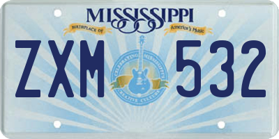 MS license plate ZXM532