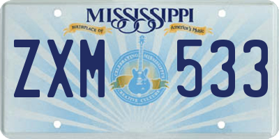 MS license plate ZXM533