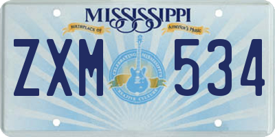 MS license plate ZXM534