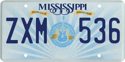 MS license plate ZXM536