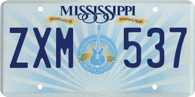 MS license plate ZXM537
