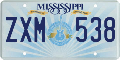 MS license plate ZXM538