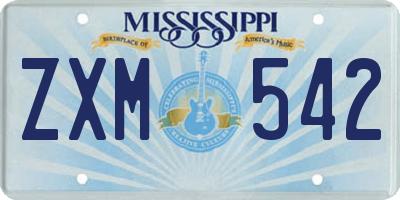 MS license plate ZXM542