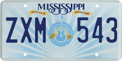 MS license plate ZXM543