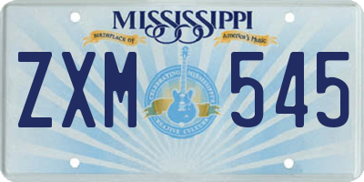 MS license plate ZXM545